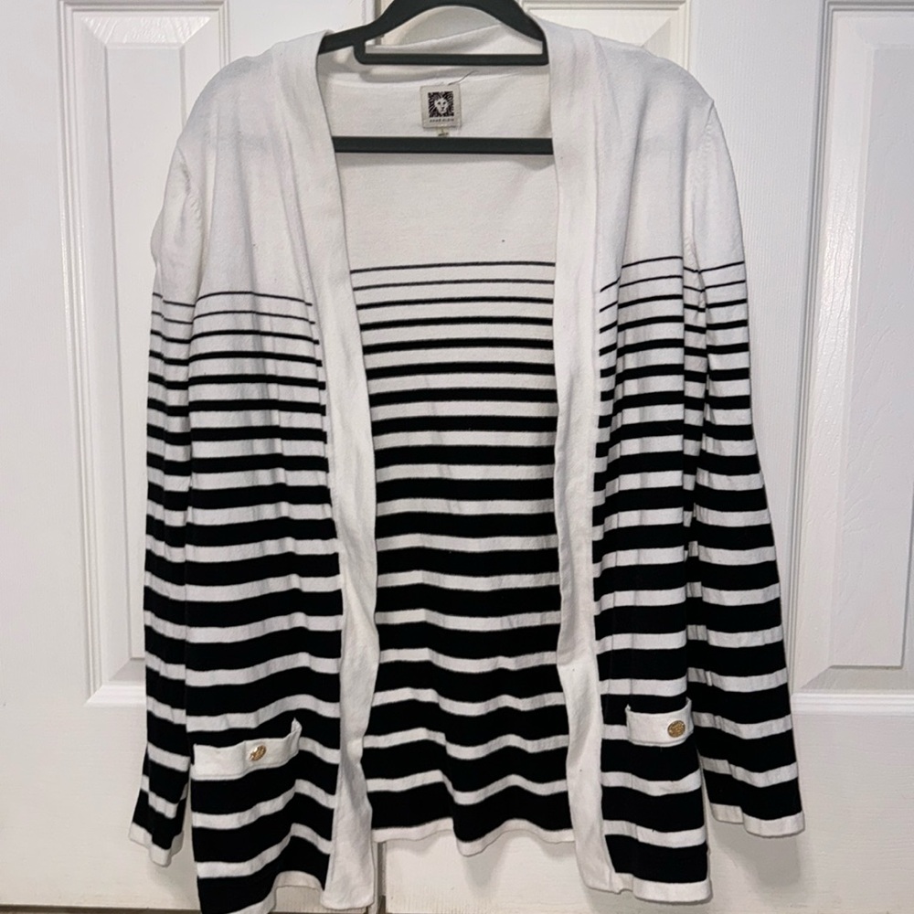 Anne Klein Black and White Long sleeve Cardigan